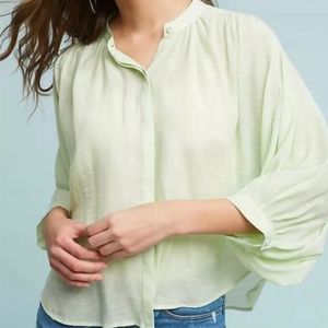 NWT Maeve by Anthropologie Brynna Light Green Button Up Dolman Sleeve Blouse S